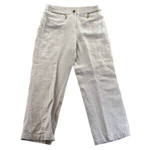 JM Collection Women's Pants Size PM Linen Blend Straight Leg Elastic Waist Beige